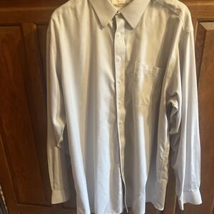 Roundtree Yorke Gold Label Dress Shirt 18.5"-38/39" TALL‎ Gray White Non-Iron